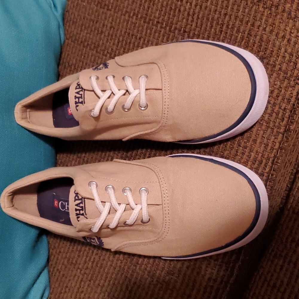 Chaps tan canvas sneakers size 6